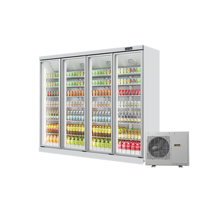 Enfriador de exhibición de cuatro puertas de vidrio personalizado de 2 ~ 8 ℃ One-Stop Refrigerador enfriador de bebidas vertical comercial - Product Image 1