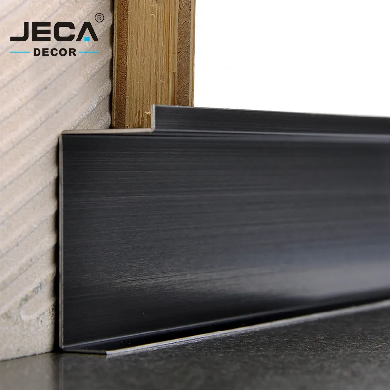 Foshan üreticisi JECA süpürgelik kurulu süpürgelik profilleri zemin dekorasyon için paslanmaz çelik seramik köşe parçaları 304 süpürgelik