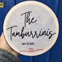 Tambourin à main en bois de 6 pouces avec impression soyeuse, à une rangée de cordes, pour la percussion, la saison des fêtes, les mariages et comme instrument à bruit.