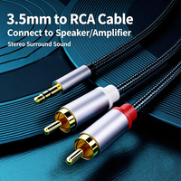 Câble audio 3,5 mm vers 2RCA, connecteur HiFi, adaptateur jack pour casque, compatible avec les haut-parleurs de téléphone portable, les lecteurs MP3 et les tablettes