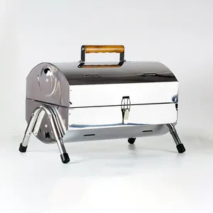Piknik teras halaman belakang memasak arang, panggangan BBQ besar portabel dengan wajan penggorengan anti lengket/