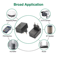 Adaptateur secteur USB 12W avec prise européenne, certifié CE SELV RoHS, alimentation portable pour appareils ménagers et petits appareils électroniques