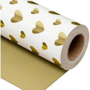 Gift <b>Wrapping</b> <b>Paper</b> Roll 46.8 Sq Ft Golden Heart Design For Wedding Valentine Birthday Bridal Shower Mother's Day - Product Image 1