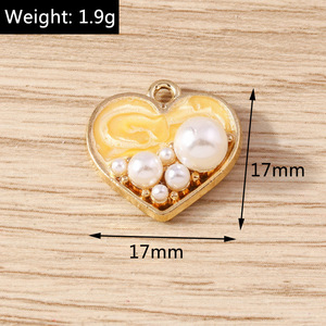 Lote de 10 Dijes de Corazón Esmaltados con Incrustaciones de Perlas, Colgantes de Amor para Manualidades, Accesorios para Llaveros, Suministros para Joyería, Paquete al por Mayor, Regalo - Product Image 2