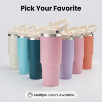 Mug Kopi Travel Terisolasi Vakum Stainless Steel Pengiriman Cepat, Mulut Lebar 40oz dengan Gagang