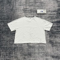 T-shirt Homme Personnalisé Décontracté à Manches Courtes avec Logo Imprimé Numérique, Coupe Boxy, Style Streetwear de Luxe, Effet Vieilli et Délavé