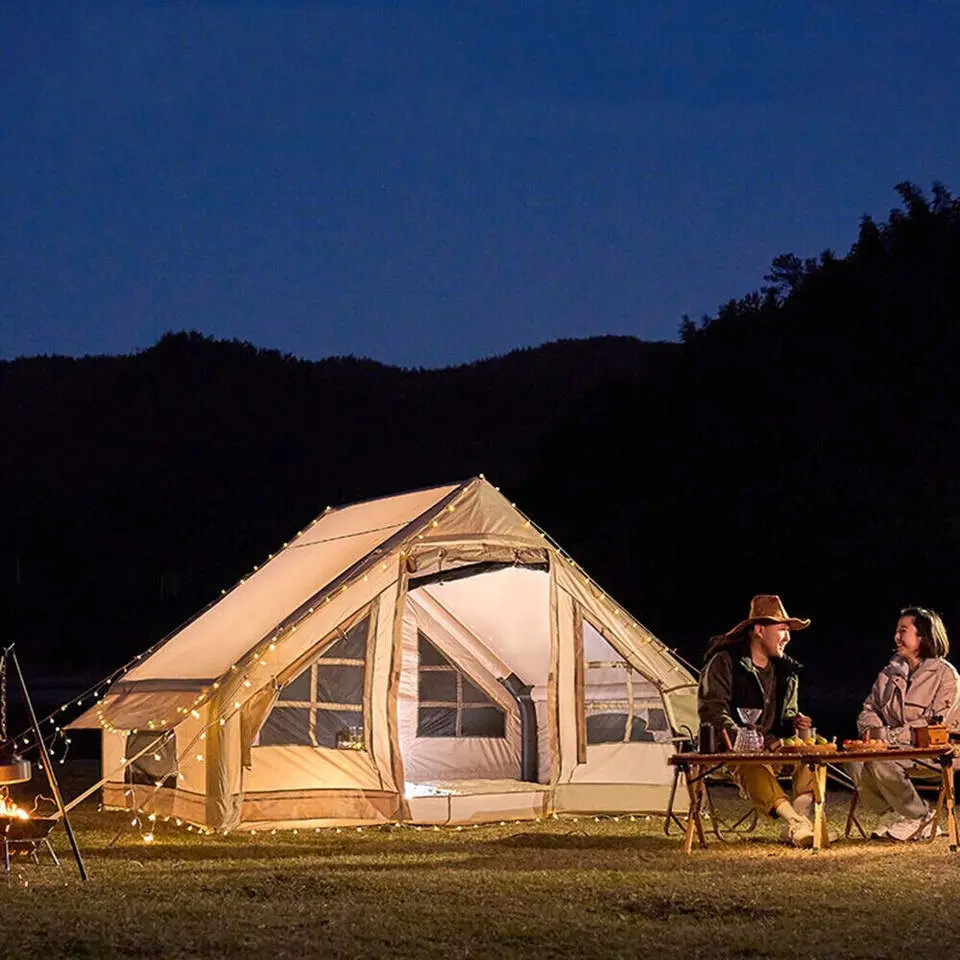 OEM/ODM 4 saisons camping en plein air extension coton poteau d'air glamping tente de maison gonflable