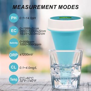 Testeur numérique 6 en 1 pour <span class=keywords><strong>piscine</strong></span> (<span class=keywords><strong>pH</strong></span>/TDS/EC/Sel/ORP/Chlore/Température) et testeur <span class=keywords><strong>de</strong></span> chlore résiduel pour baignoire, testeur ORP pour eau <span class=keywords><strong>de</strong></span> mer - Product Image 4