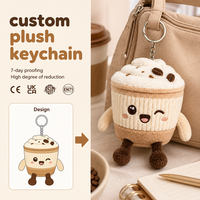 Porte-clés en peluche personnalisables de haute qualité, mignons, en forme de thé au lait, avec rembourrage en coton PP, certifiés CE EN71, logo personnalisé, design unisexe