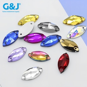 Perles de cristal à fixation plate en <span class=keywords><strong>verre</strong></span> strass <span class=keywords><strong>marquise</strong></span> à fond plat pour accessoires de robe de mariée <span class=keywords><strong>et</strong></span> de costume DIY - Product Image 1