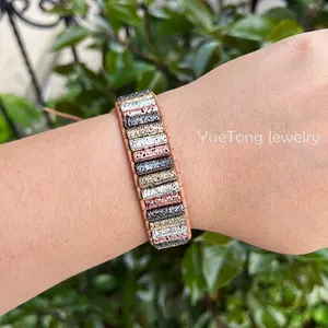 Perline a tubo bohémien in pietra naturale turchese in pelle avvolgente bracciale da donna Unisex Multi colori fatti a mano gioielli di pietre preziose all'ingrosso