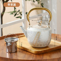 Bouilloire et théière en acier inoxydable écologiques avec couvercle, motif floral gaufré résistant à la chaleur, pour usage domestique, capacité 1,2L-2L