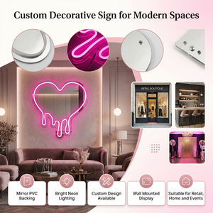 Insegna al Neon Personalizzata a Forma di Cuore che si Scioglie, Specchio LED Decorativo da Parete per Camera da Letto, Salone di Bellezza, Arredamento Casa - Product Image 4
