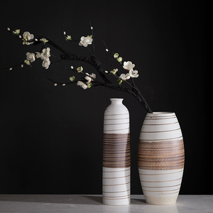 Set di 3 vasi in ceramica con motivi a strisce-elegante <span class=keywords><strong>bianco</strong></span> <span class=keywords><strong>e</strong></span> <span class=keywords><strong>marrone</strong></span> decorazioni per la <span class=keywords><strong>casa</strong></span> vasi in ceramica moderna a strisce bianche <span class=keywords><strong>e</strong></span> marroni - Product Image 2