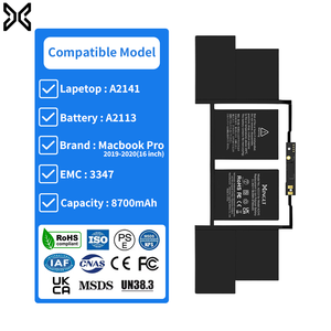 <span class=keywords><strong>Batterie</strong></span> d'ordinateur portable professionnelle pour <span class=keywords><strong>Macbook</strong></span> <span class=keywords><strong>Pro</strong></span> 2020 2019 16 pouces 8700mAh A2141 A2113 <span class=keywords><strong>Prix</strong></span> Emballage OEM Modèle en stock - Product Image 1
