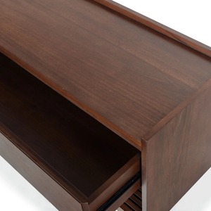 Appendiabiti Moderno in Legno di <span class=keywords><strong>Noce</strong></span> con Ganci in Ferro e Panca, Attaccapanni con Rivestimento in Impiallacciatura Nera, Organizzatore per Ingresso e Soggiorno - Product Image 3