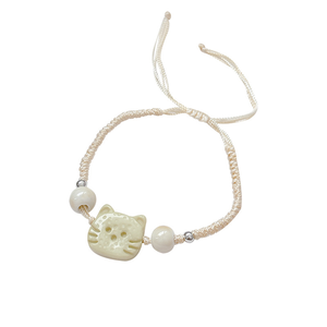 Bracelet de corde de tresse de chat de dessin animé mignon réglable pour femme polyvalent petit design sens ornements de main idée cadeau parfaite - Product Image 1