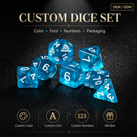 Ensemble de dés de collection bleus, 7 pièces, dés polyédriques aux tons vifs pour jeux de société et collection de souvenirs