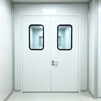 Porte hermétique battante double à double battant en acier galvanisé thermolaqué GMP, sur mesure pour projet de salle blanche de laboratoire