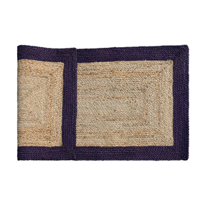 Jute Braided Rug Eco Friendly Non Slip Flat Pile Rectangle Indoor Flooring Natural Purple Geometric Design - Product Image 1
