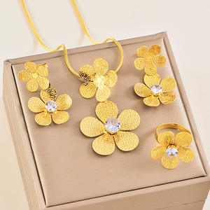 Ensemble de bijoux classique de luxe en acier inoxydable, cinq pétales, personnalisé, pour femmes, fiançailles, mariage, fête, <span class=keywords><strong>collier</strong></span> tendance tout-aller - Product Image 6