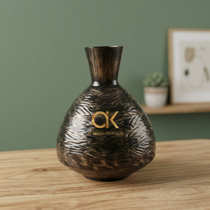 AK Brass Decorative metal rustic antique <b>black</b> golden copper metal <b>flower</b> <b>vase</b> for home decor indoor room - Product Image 1