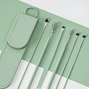 Lot de 6 curettes à cérumen en acier inoxydable pour le nettoyage des oreilles, kit de soin et d'entretien - Product Image 5