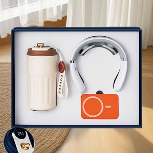 Promotional Product: Exquisite Blue Series 3-in-1 Power Bank+Neck Massager+Cup Customized Logo Color Mobile Power Gift Set - Product Image 2