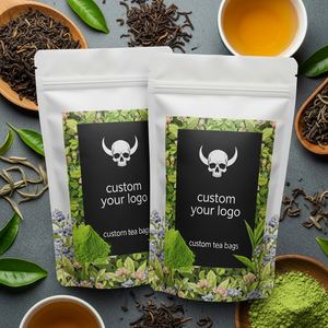 Sachets à fond plat personnalisés imprimés avec fermeture éclair, en aluminium, pour thé en vrac, poudre de matcha, 100g, emballage réutilisable, vente en gros - Product Image 2