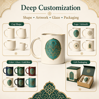 Service à thé personnalisé, design andalou marocain, tasse à moka, ottoman, OEM ODM, résistant aux éclats, thermique, décoration Aïd, petit MOQ, échantillon