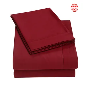 热卖红色纯色床上用品套装素装床单床罩套装床上用品套装
