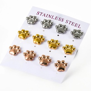1 Paire de Boucles d'Oreilles Tendance en Acier Inoxydable Patte de Chat Mignonne pour Femmes et Filles, Clous d'Oreilles à Visser Motif Chien, Petits Bijoux, Cadeau pour Amoureuses des Animaux - Product Image 4