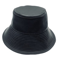 2024 chapeaux seau en cuir PU personnalisés de qualité supérieure noir uni vierge avec fausse fourrure scène décontractée Logo personnalisé Applicable