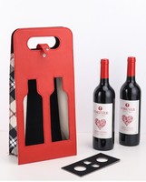 Caja de Regalo de Vino de Lujo con Asa Personalizada, Ventana Abierta, Cuero PU, Materiales Reciclados, Grabado en Relieve, Supermercado