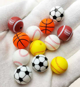 <b>Beads</b> Colorful 100% BPA-Free Food Grade <b>Silicone</b> Sports <b>Beads</b> Football Basketball Volleyball Baseball Players - Product Image 4