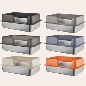 Edelstahl-Katzentoilette mit hohem Rand, Geruchs- und Fleckenabweisend, Rostfrei, Antihaftbeschichtete Glatte Oberfläche für Katzen und Kaninchen - Product Image 6