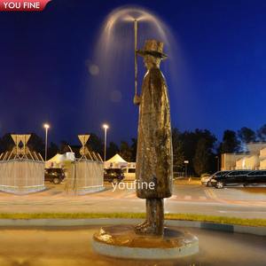 屋外庭園ストリート真鍮製ジャン・ミッシェル・フォロン彫刻ブロンズ傘を持つ男性像 - Product Image 3