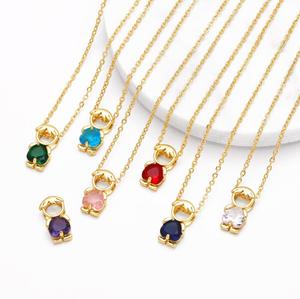 <span class=keywords><strong>Collana</strong></span> pendente da ragazzo 14k semplice europea e americana con zircone colorato a forma di cuore a catena - Product Image 3