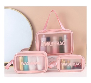 <b>Women's</b> Custom Logo Travel Cosmetic <b>Bag</b> Personalized Clear PVC with Zipper Closure Waterproof <b>for</b> <b>Toiletry</b> Case - Product Image 1