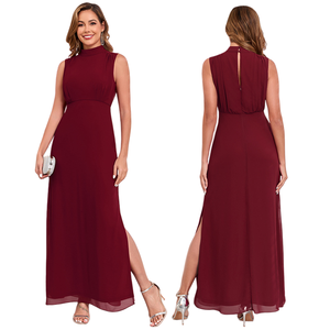 Vestido de Noche de Verano de Alta Calidad, Elegante Vestido de Fiesta de Gasa con Cuello Alto, Sin Mangas y Corte en A para Mujer - Product Image 1