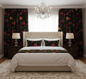 Dense Tulip Floral Window Drapery Panel 70% <b>Light</b> Blocking Decorative <b>Curtain</b> for Living Room Bedroom Apartment Home Interior - Product Image 2