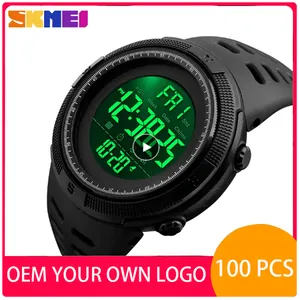 Özel kendi Logo Skmei 1251 İzle siyah kayış Band Reloj Relogio aydınlık küçük çalar saat Led su geçirmez erkek dijital spor izle