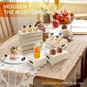 Estante de madera para exhibir cupcakes, rectangular, multiusos, almacenamiento de escritorio, decoraciones para mesa de fiesta de cumpleaños - Product Image 1