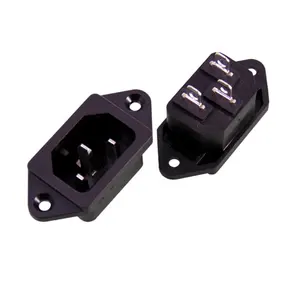 Iec C14 Industriële Snap In Inlaat Socket Voor Pdu Mannelijke Connector 3 Pin 10a 250V