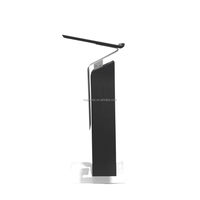 Podio de Madera con Altura Ajustable Eléctricamente, Recubierto de Chapa de Madera, para Aulas, Conferencias, Centros Comerciales, Hoteles, Iglesias, Discursos y Presentaciones