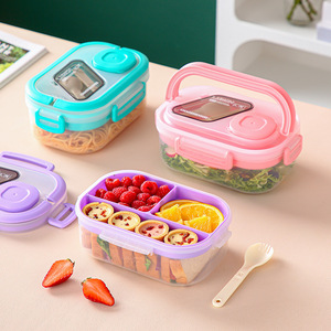 Boîte à lunch double couche de style minimaliste, portable, carrée, pour étudiants, compatible micro-ondes - Product Image 1
