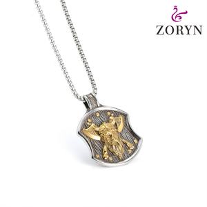 Colliers pendentifs en acier inoxydable Viking Warrior, mythologie nordique, pendentif bouclier à double hache, bijoux vintage tendance pour hommes - Product Image 3