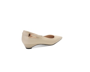Élégantes Ballerines Beige à Petit Talon <span class=keywords><strong>pour</strong></span> <span class=keywords><strong>Femme</strong></span> – Confortables, Légères, Antidérapantes, à Enfiler, Chaussures de Bureau à Bout Pointu en PU avec Boucle – Collection Printemps - Product Image 5