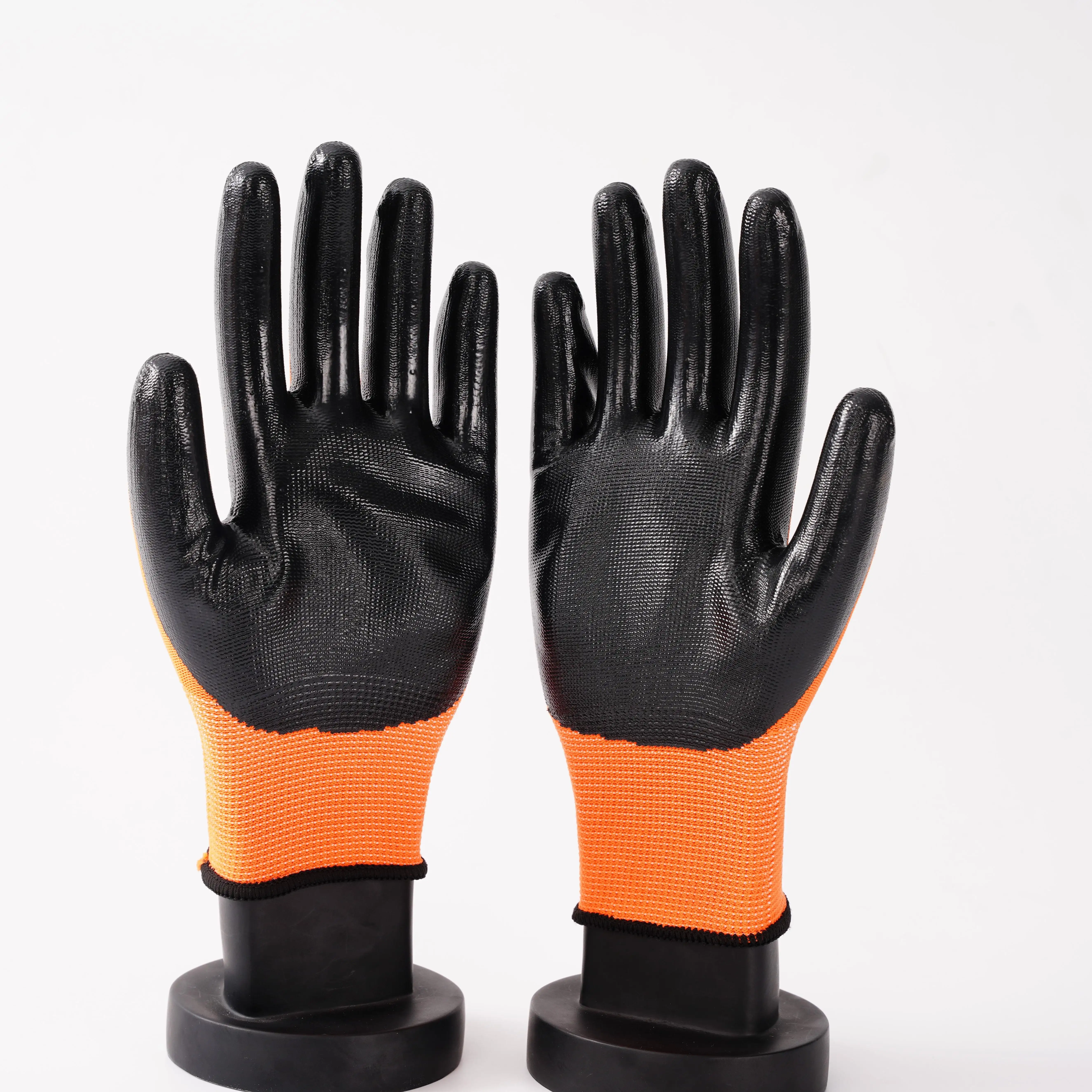 Best Quality 6 Flock Lined Nitrile-vinyl Exam Gloves Powder Latex Free Nitrile Coated Glove