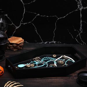 Caja de servicio artesanal con forma de ataúd para baño, Halloween negra de bandeja de servicio, bandeja de baño de ataúd de madera - Product Image 5